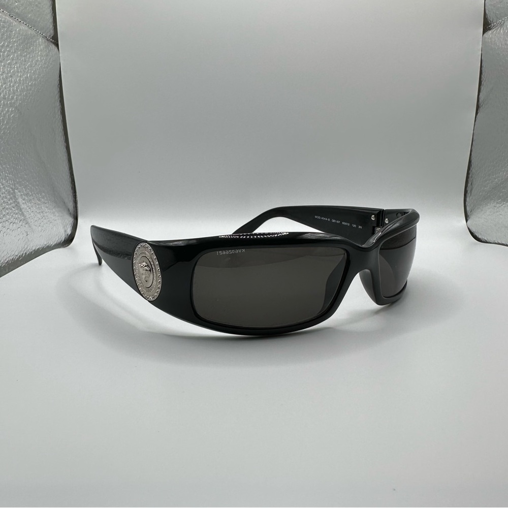 Versace 4044-B Sunglasses Black Silver Coin Medusa Swarovski